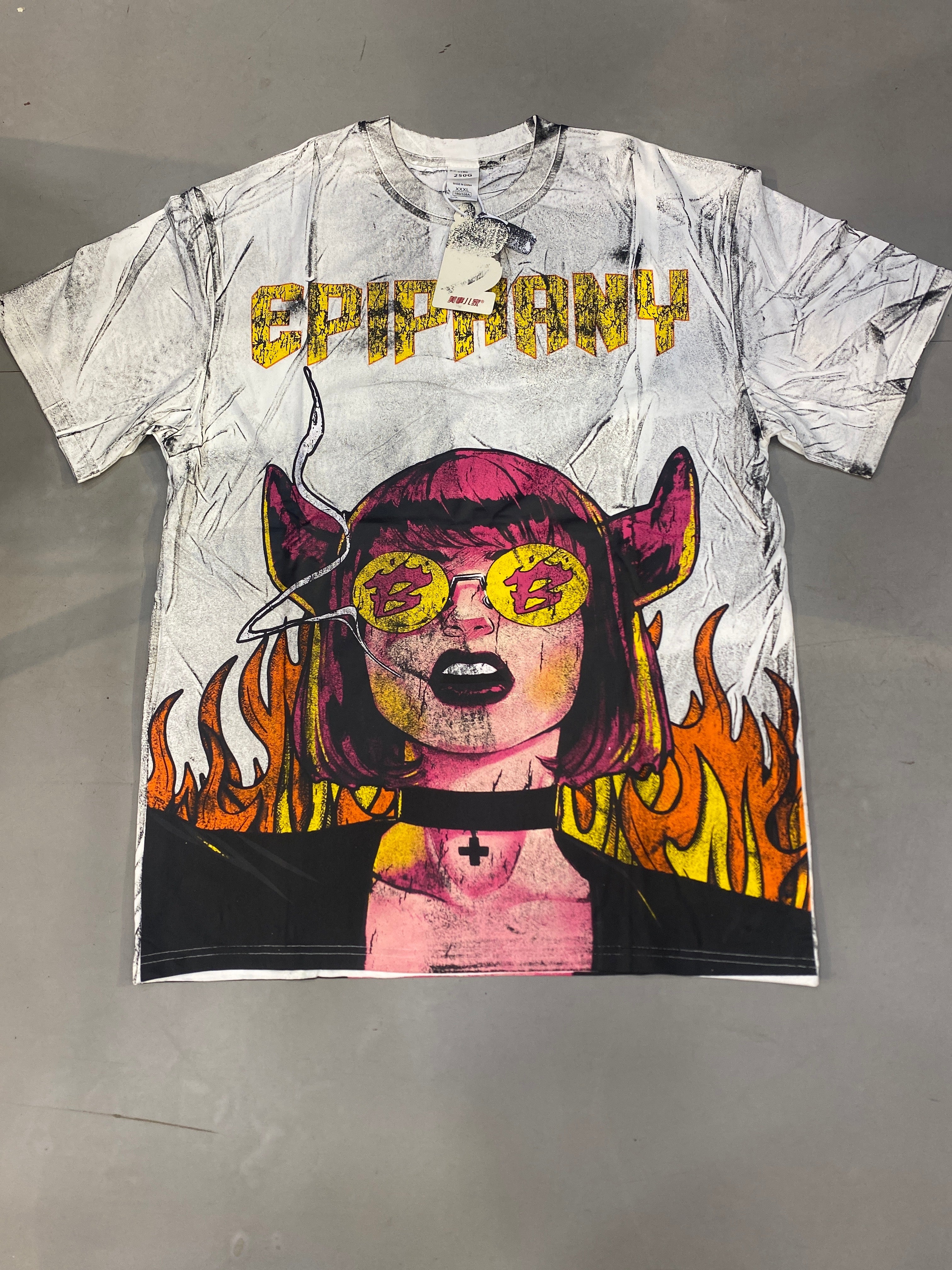 Marshier White Tie Die Colour Epiphany Print Back Print Premium Quality Imported Oversized Unisex T Shirt 990385