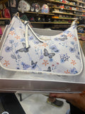 ALD DLA White Colour Blue Butterfly Print Premium Quality Ladies Sling Bag 7701