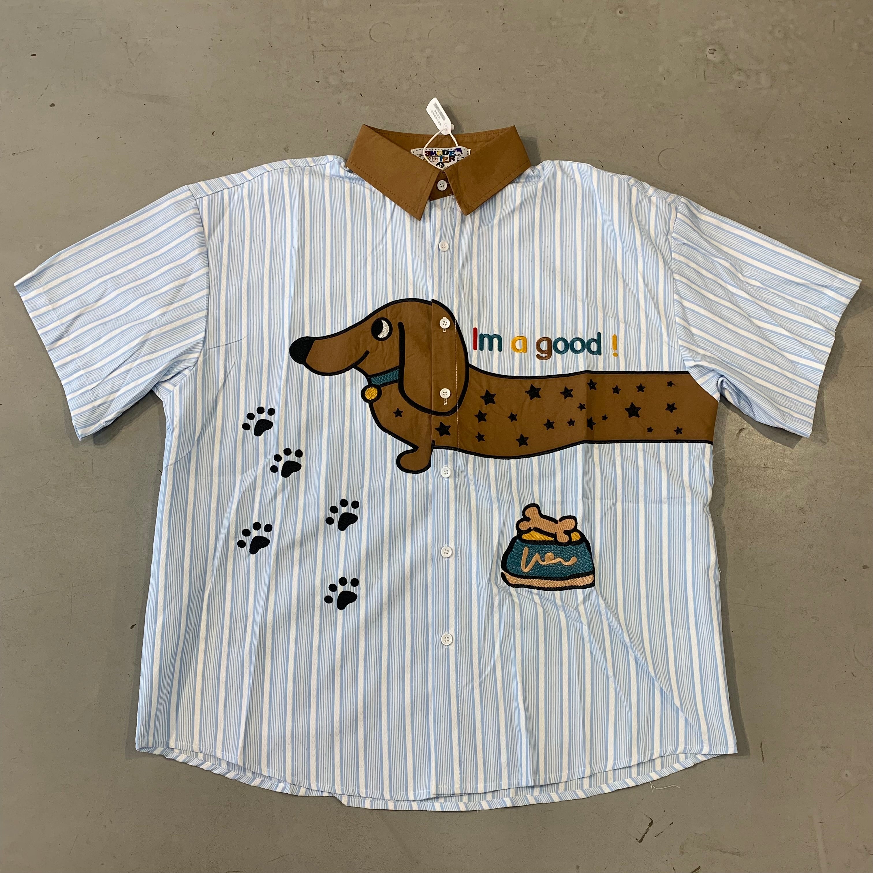 3MODE SISTER Im a good Blue Colour Brown Coller White Stripe Patch Work Imported Unisex Shirt 210
