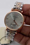 MRA Silver Copper Chain Stud Gray Copper Ring Dial Chronograph Working Men’s Watch 989837