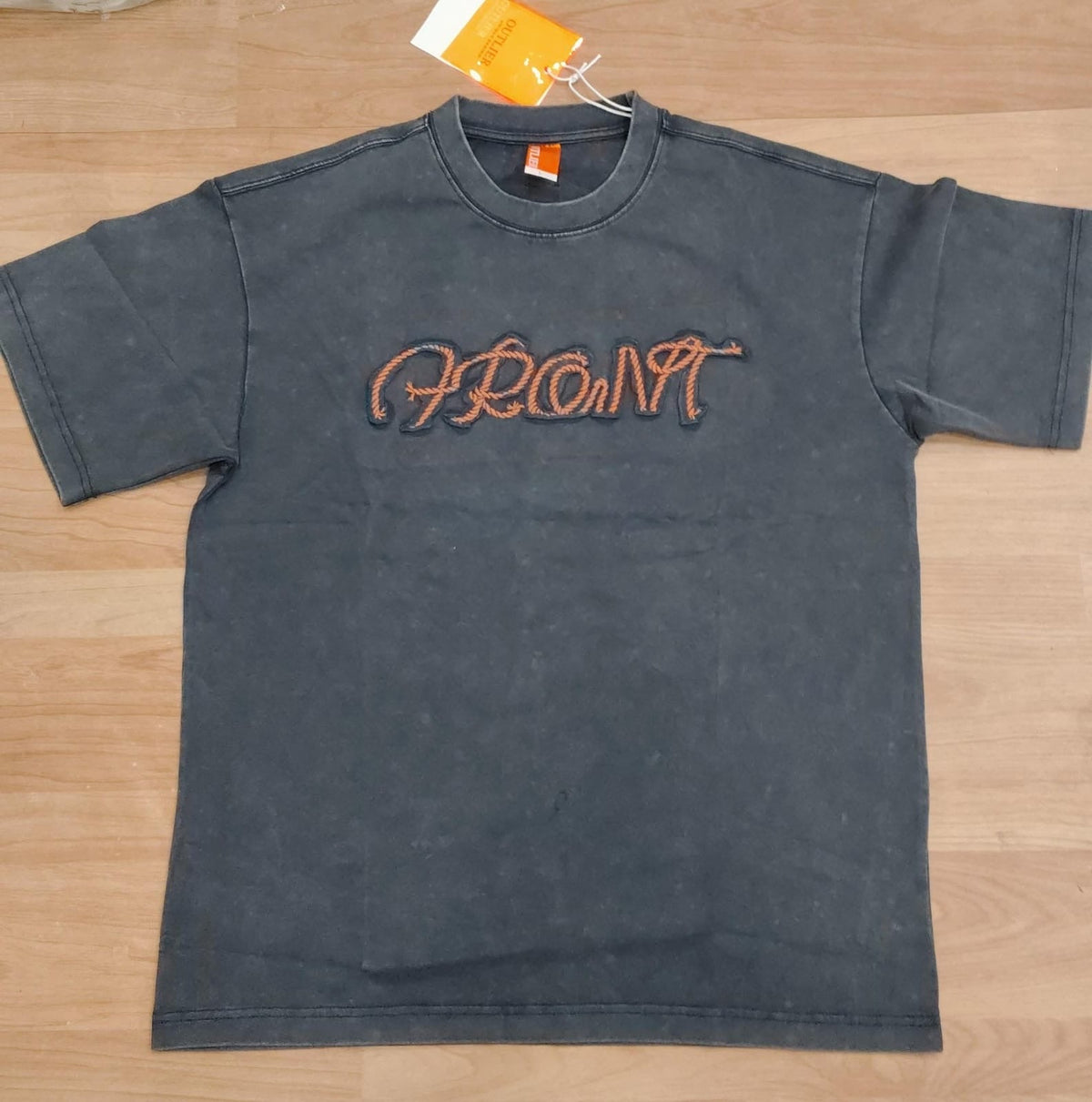 OUTLIER Dark Grey Faded Colour Front Print Premium Quality Round Neck T-Shirt OL 496