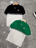 Sac Cas Black White Colour Half Zip Coller Knitted Tshirt 6201