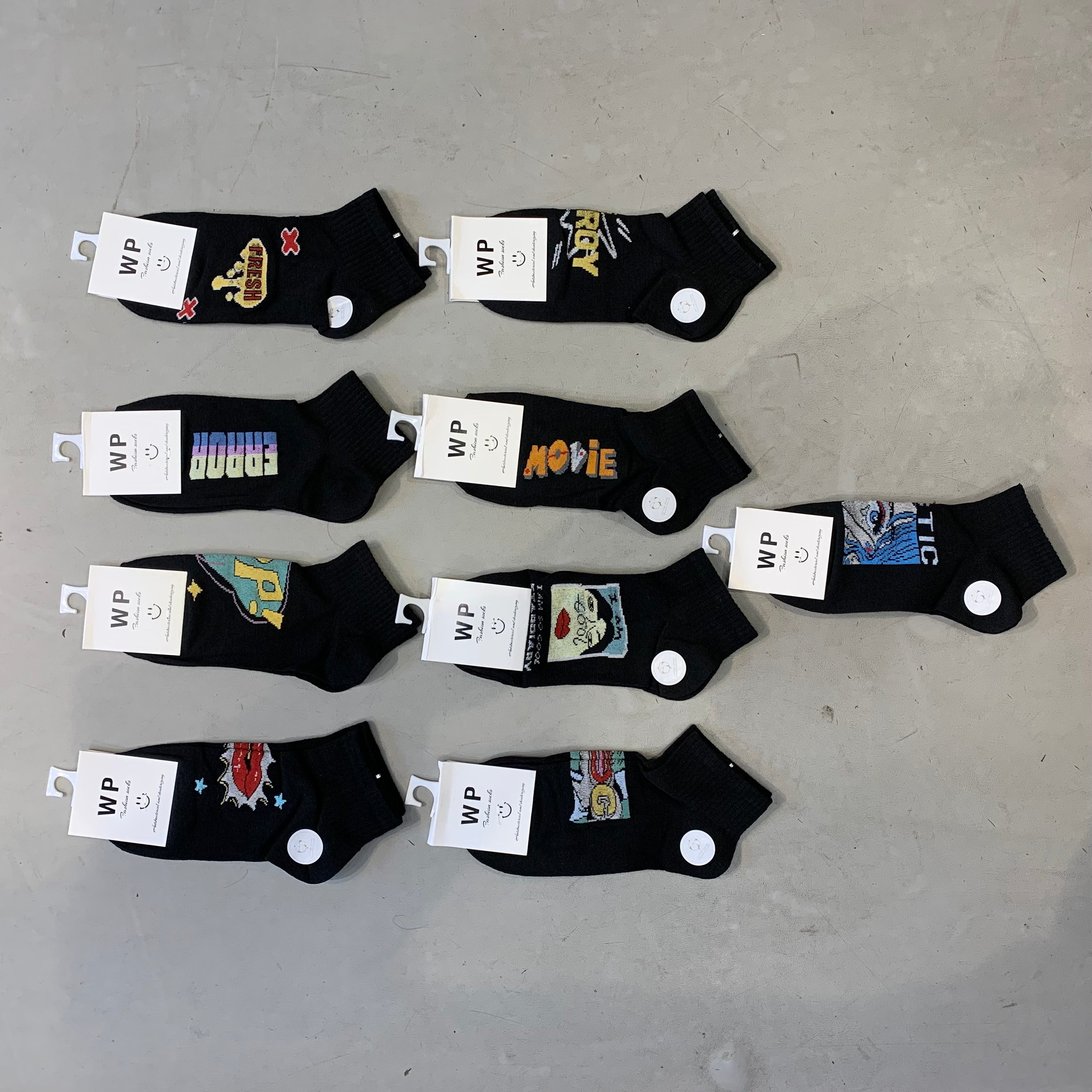 WP Multi Colour With Multy Print Premium Quality Ankle Socks 990041