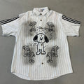 3MODE SISTER White Colour Black Stripe Cartoon Print Imported Unisex Shirt 224