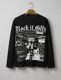 GLFS Black Colour Rock it GLFS Print Imported Waffle Unisex TShirt 27037