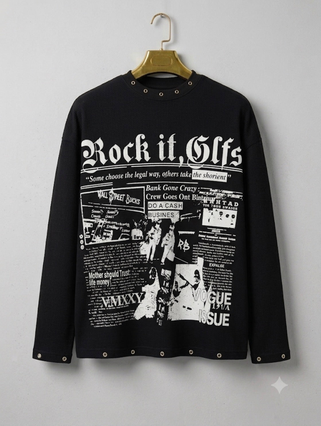 GLFS Black Colour Rock it GLFS Print Imported Waffle Unisex TShirt 27037