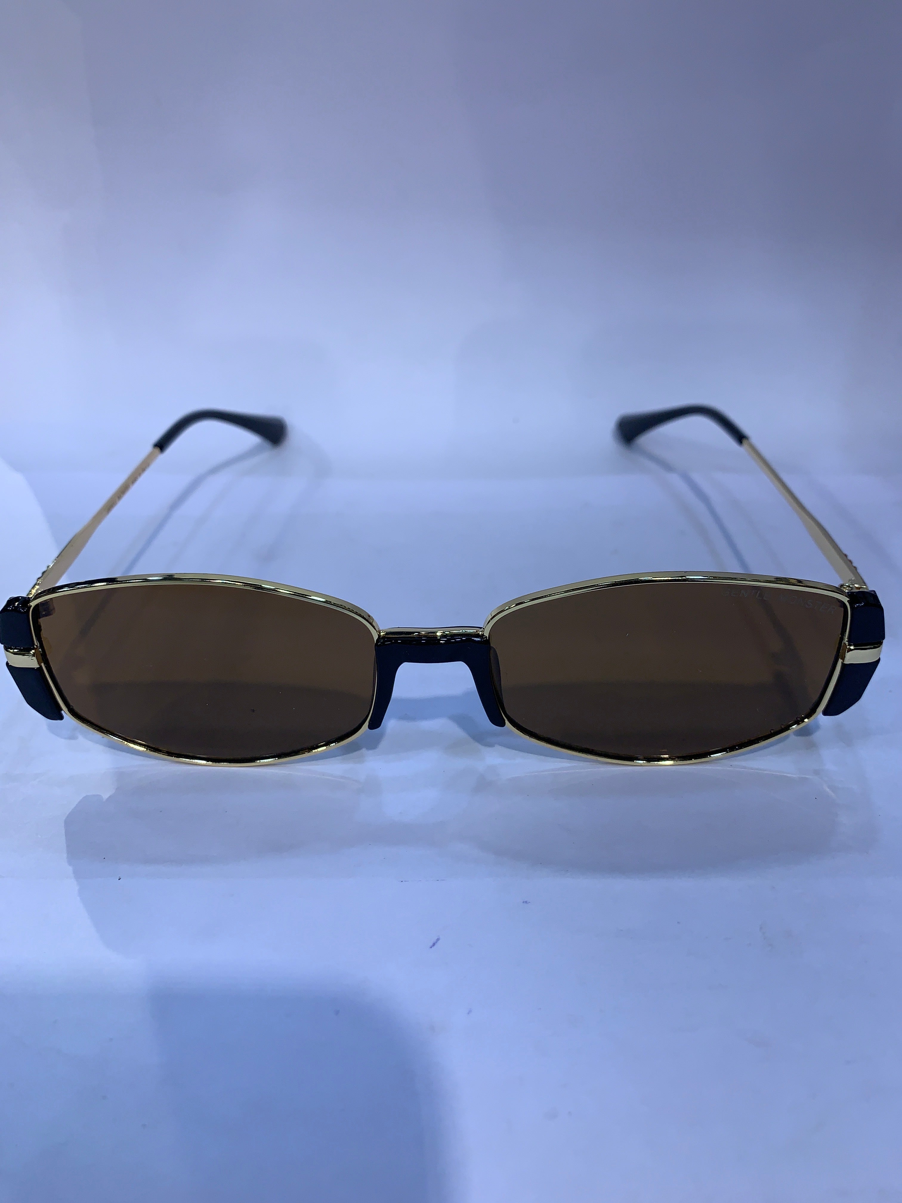 NEG Black Goldn Frame Brown Shade Unisex Sunglasss SUN 012