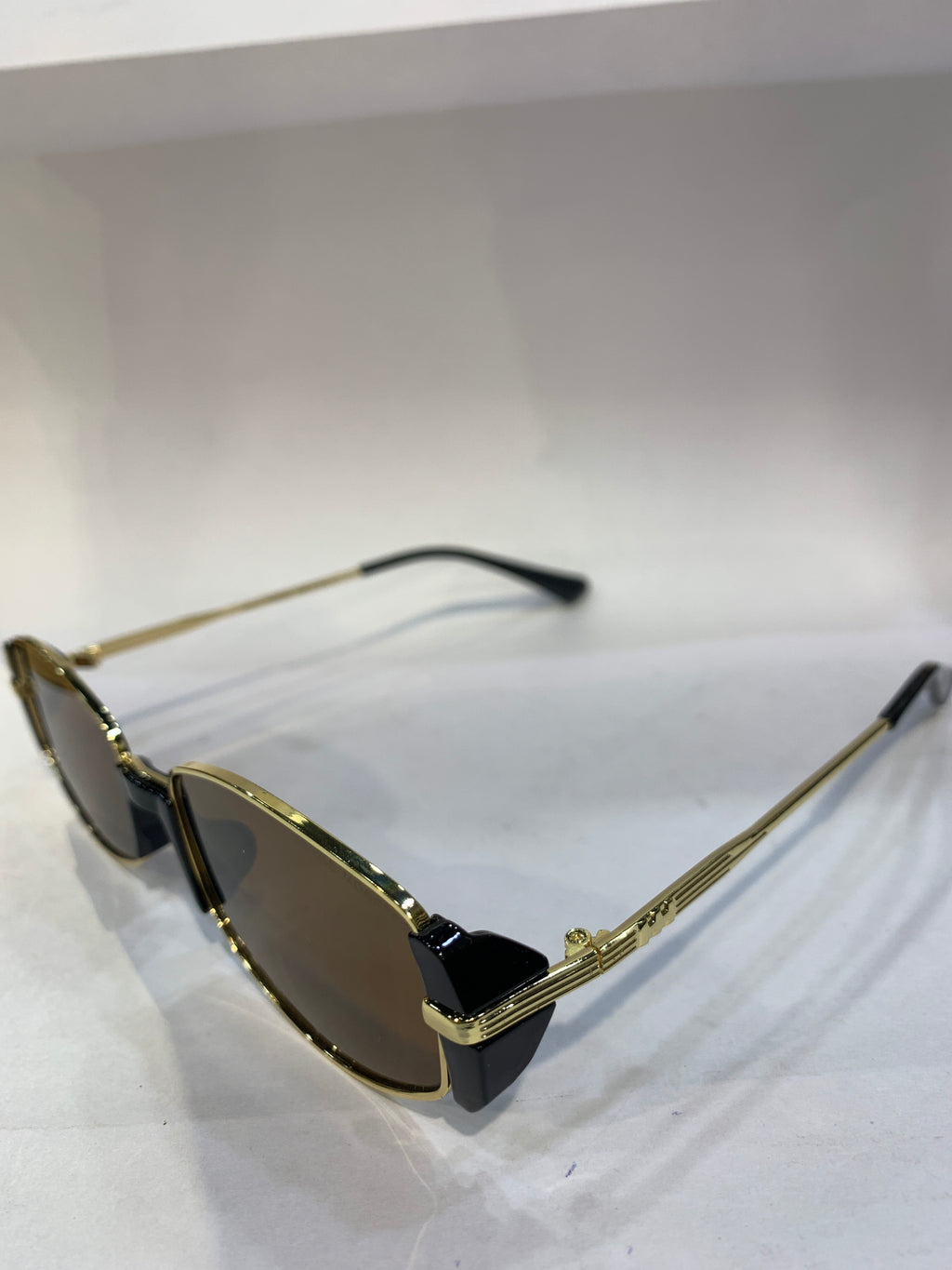 NEG Black Goldn Frame Brown Shade Unisex Sunglasss SUN 012