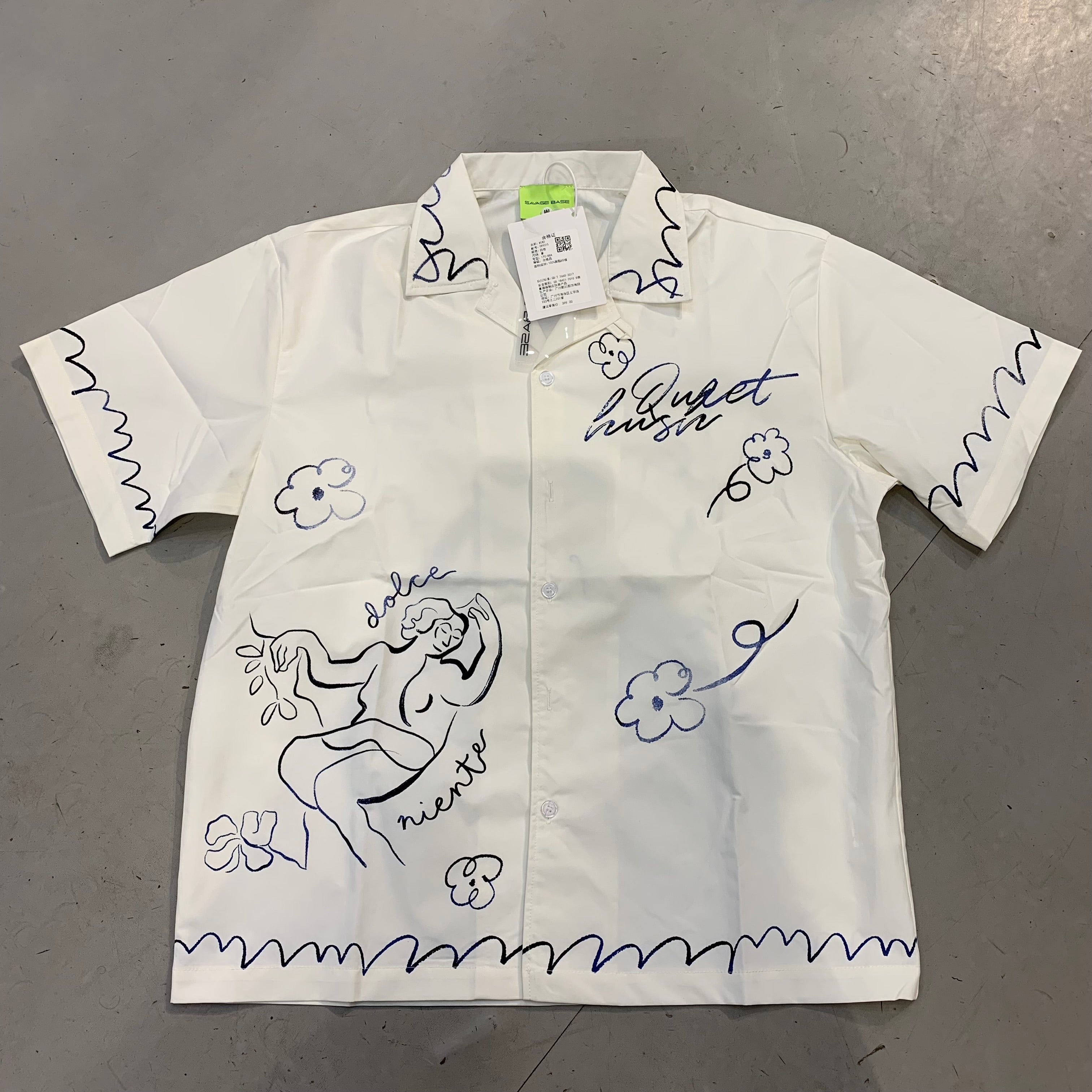 SAVAGE BASE Off White Colour With Blue Black Print Imported Unisex Shirt YR9315