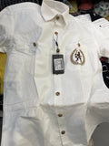 AQUARIUS White Colour Double Pocket Golden Button Premium Quality Full Sleeve Men’s Shirt 2613