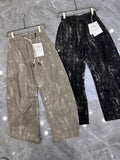 YZY Korean Style Faded Dark Grey Baggy Fit Denim Cargo Pants Y1073