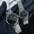 NOL Silver Chain Black Dial Premium Quality Men Watch 989719