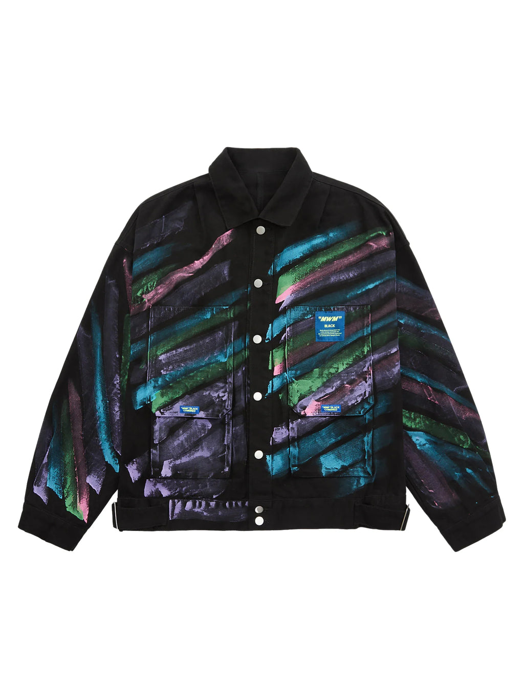 MMF BLACK COMBINED Black Colour Premium Quality Multicolour Unisex Crop Denim Jacket 23980