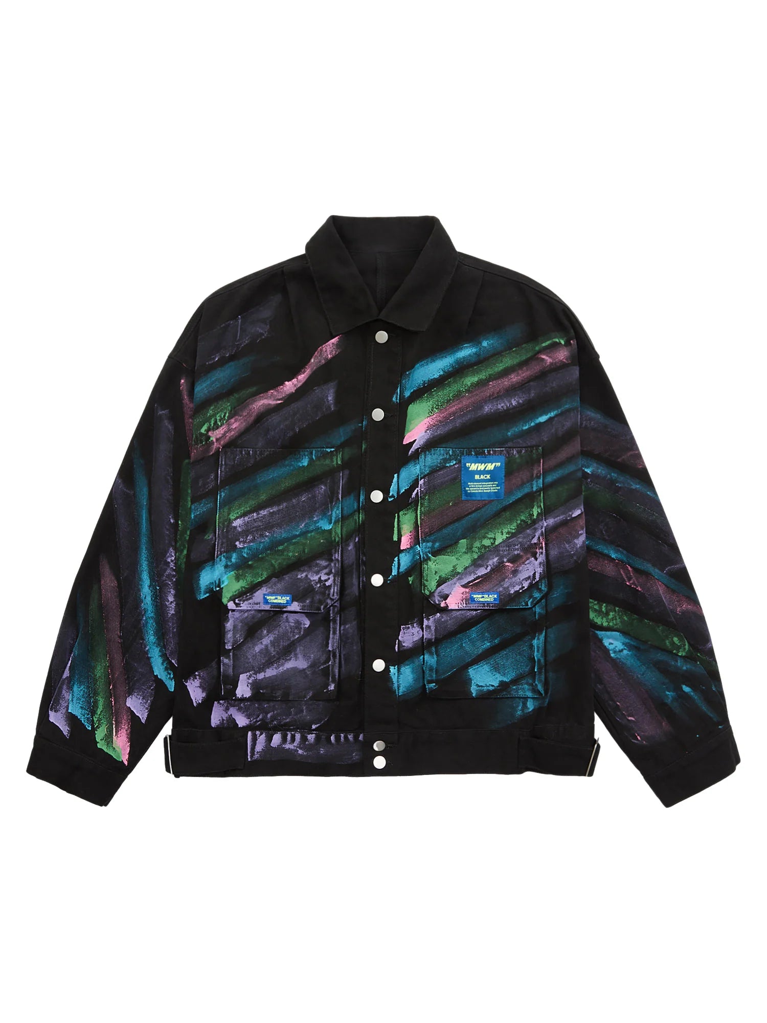 MMF BLACK COMBINED Black Colour Premium Quality Multicolour Unisex Crop Denim Jacket 23980