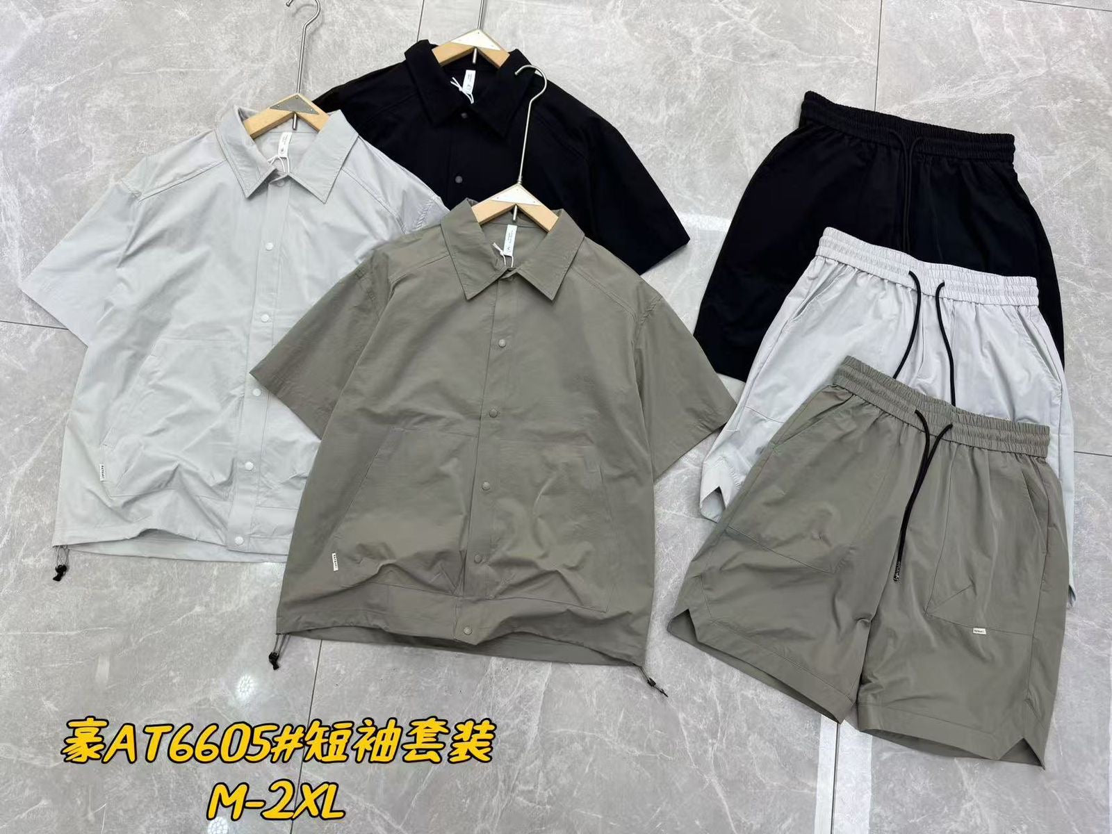 Fashion Style Dark Grey Colour Shirt Shorts Imported Coord Set AT6605