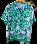 LOD DOL Green White Printed Half Sleeve Premium Quality Imported Unisex Shirt 990316