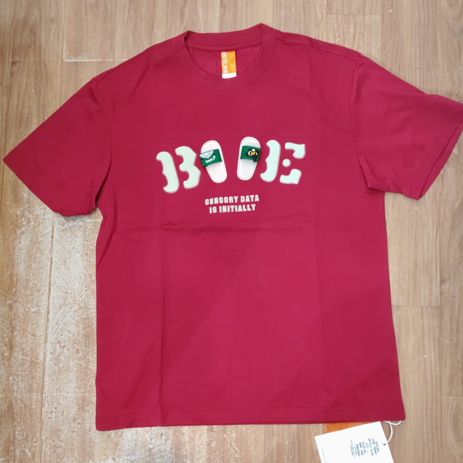 OUTLIER Red Colour Sensory Data Is Initially Print Premium Quality Round Neck T-Shirt OL 485