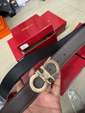 REF FER Copper Buckle Black Brown  Double Side Strap Premium Quality Imported Unisex Belt 990654
