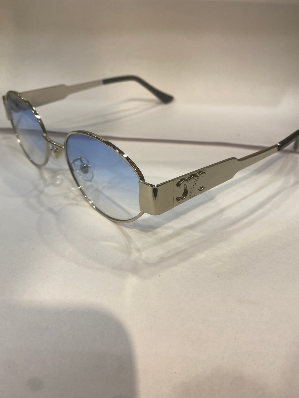 LEC Golden Frame Blue Shade Unisex Sunglasses 25003 55 17 145