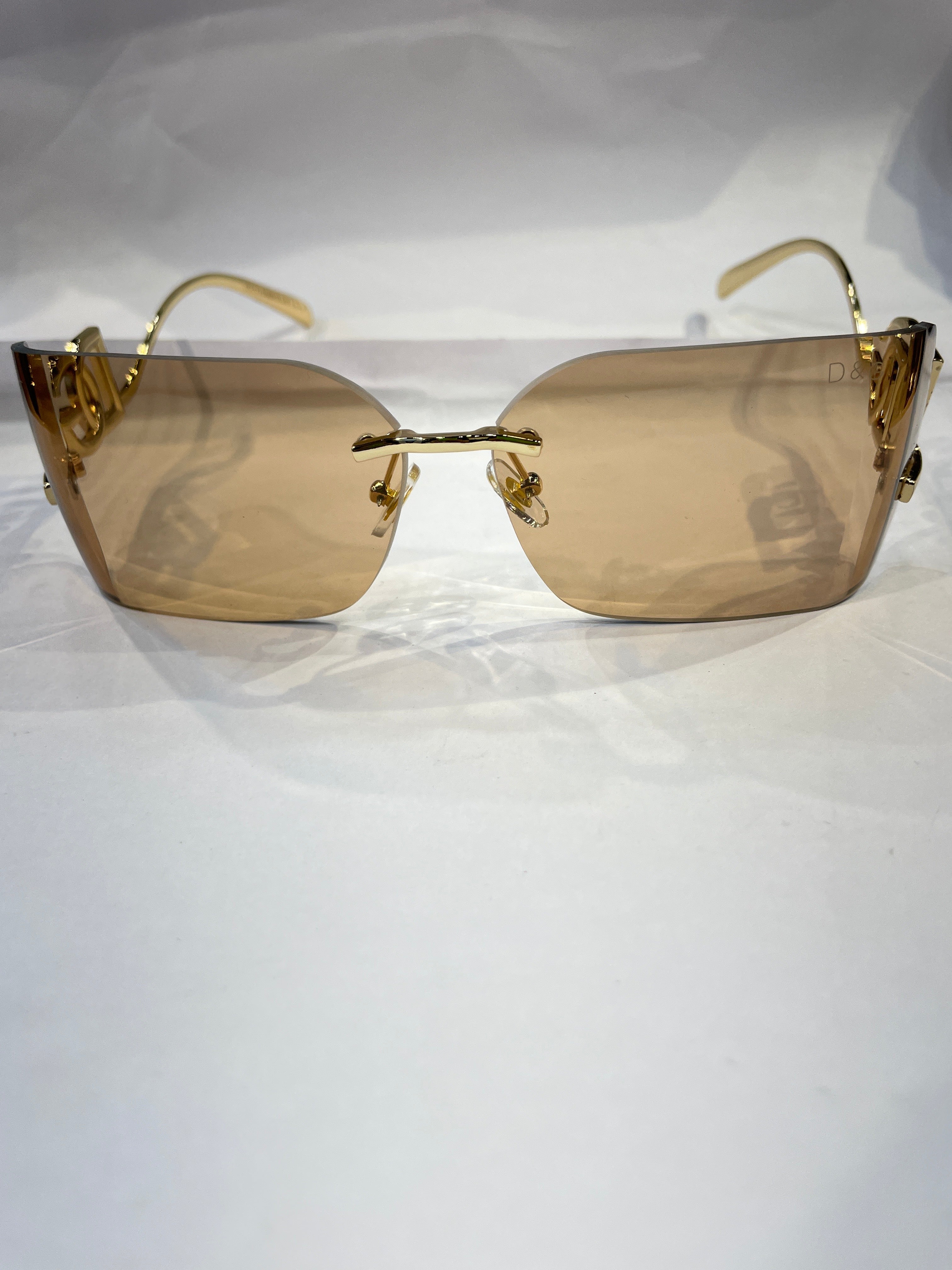 LOD LOD Frameless Golden Stick Light Brown Shade Unisex Sunglasses SUN257