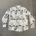 BC White Colour Flower Embroidery Linen Premium Quality Full Sleeve Shirts 9193
