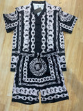 Rev Shirt  Short Coord set Black Grey Half Sleeve H9996