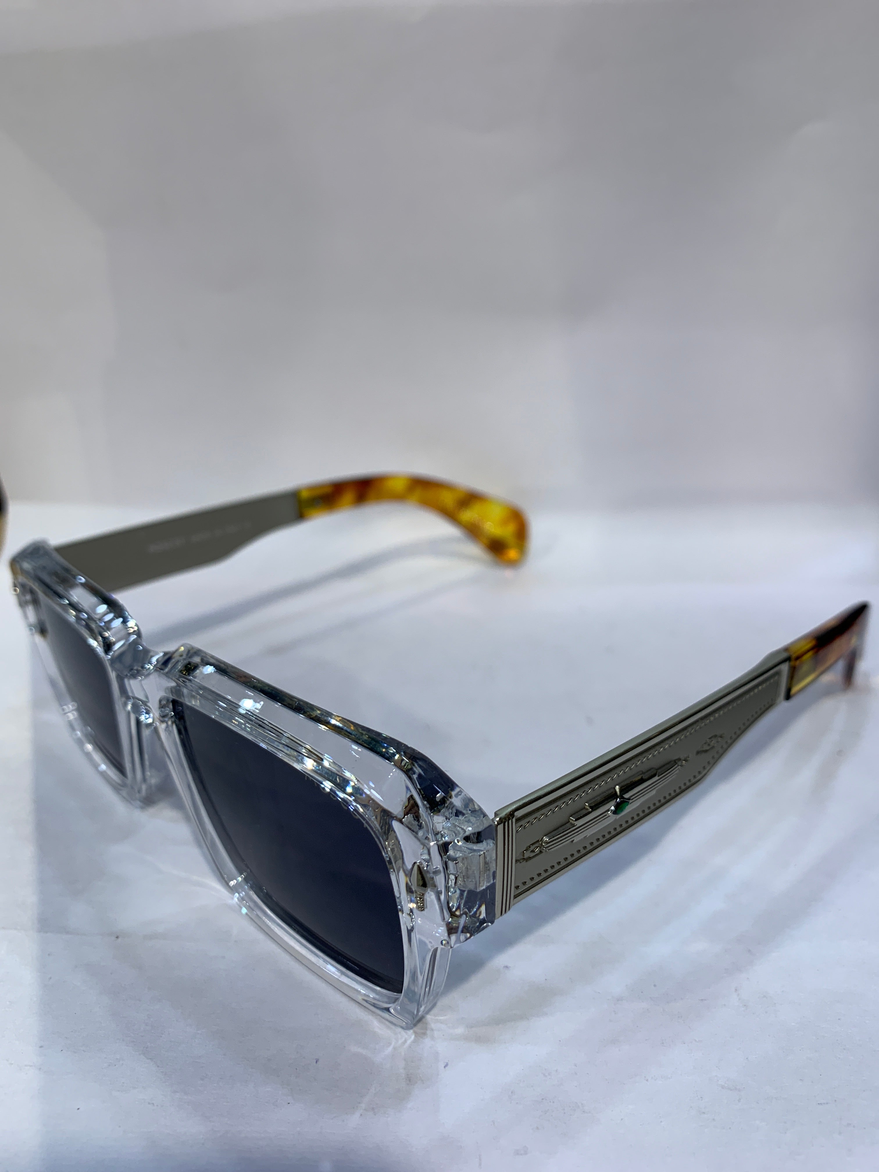 SOM Transparent  Frame Silver Stick Black Shade Unisex Sunglasss ZS98321 54 18 143