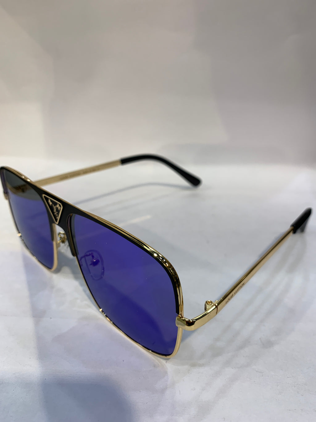 UOL Black Golden Frame Blue Mercury Shade Unisex Sunglasss 2076 52 18 142