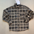 PDRCK MNESILNA Light Grey Black Check Premium Quality Imported Unisex Denim Jacket Shacket D413