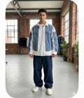Vogue Design White Colour Blue Denim With Zip Full Sleeve Imported Men’s Shirt 1005