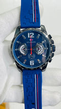 Mot Blue Silicon Strap Black Ring Blue Dial Men Watch 989677