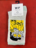 WP Grey And Green Colour With Yellow Print Premium Quality Full Socks 990047
