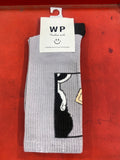 WP Grey And Black Colour With Black Print Premium Quality Full Socks 990070