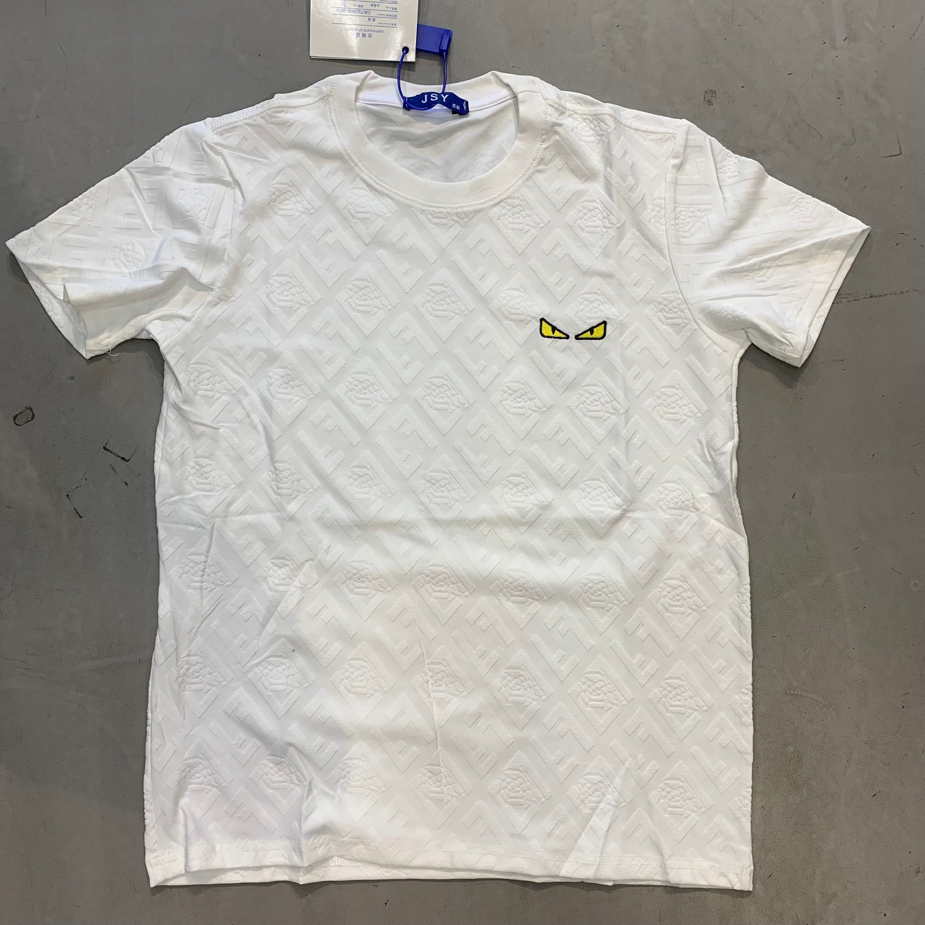 JSY NEF FEN White Colour Yellow Eye Round Neck Imported Unisex Tshirt 2850