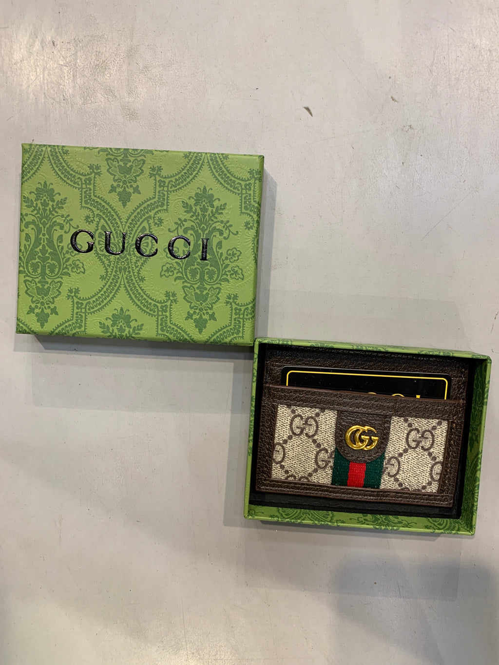CUG GUC GG Print Italian Leather Imported Unisex Cardholder 990434