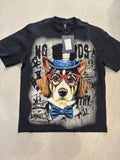 ALINDA HOMME Black Grey Colour Dog Stone Print Imported Oversized Unisex TShirt 39957