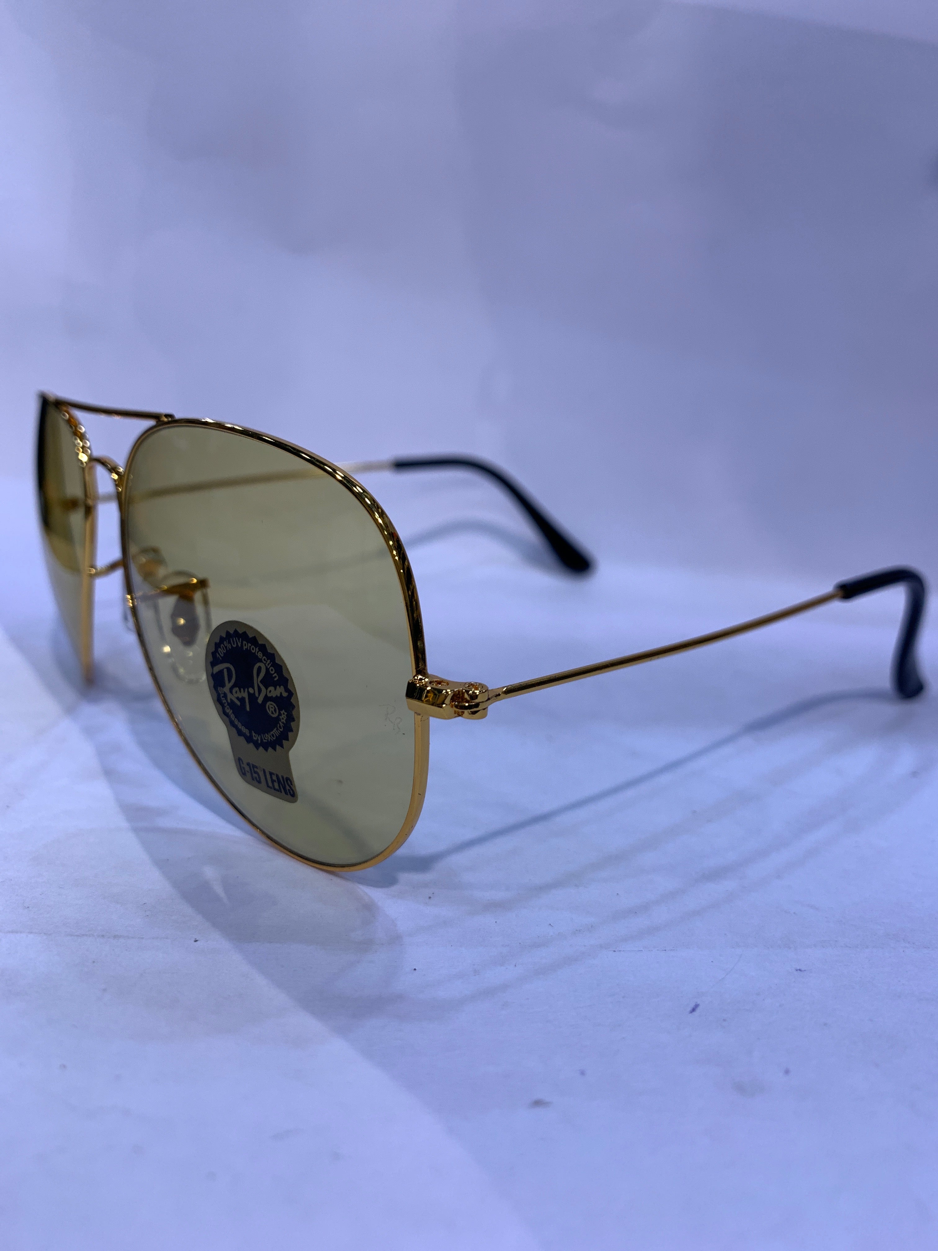 YAR Golden Frame Yellow Shade Unisex Sunglasss RB 3026 62 14 135