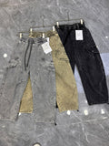 YZY Korean Style Faded Green Baggy Fit Denim Cargo Pants Y1076