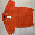 UOL LOU Knitting Orange Colour Brown Line Collar Men’s Tshirt 06