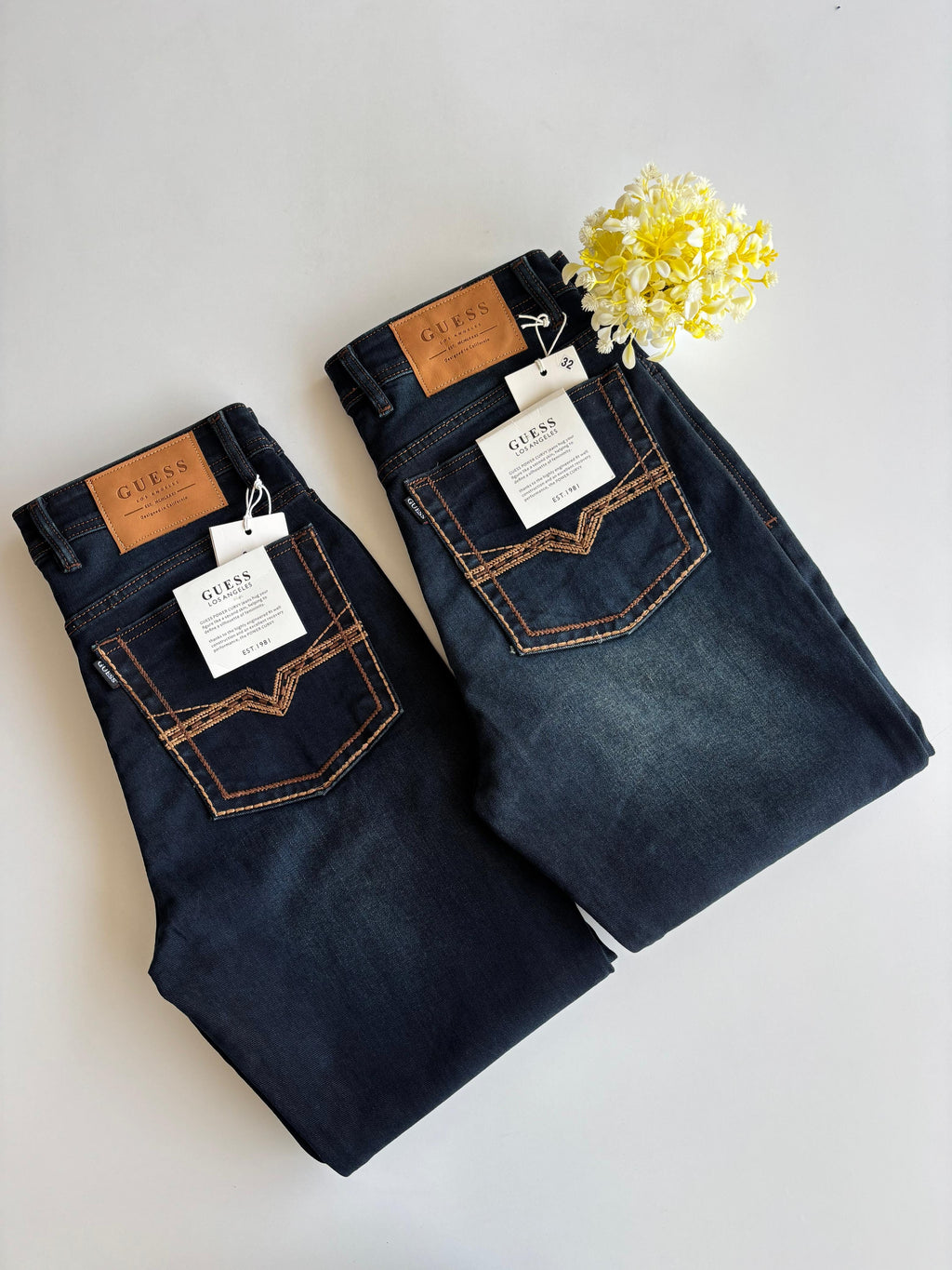 EUG GUE Dark Blue Faded Grey l Shade Premium Quality Straight Lose Fit Men’s Jeans 990359