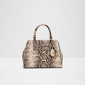 ALD DLA White Brown and Snake Print Premium Quality Ladies Tote Hand Bag 2178