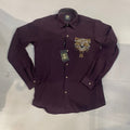 AQUARIUS Purple Colour Cat Golden Silver Gold Stud Design Premium Quality Full sleeve Shirt 2570