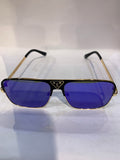 UOL Black Golden Frame Blue Mercury Shade Unisex Sunglasss 2076 52 18 142