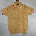 UOL LOU Knitting Beige Colour Red Line Collar Men’s Tshirt 07