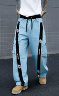 Dute De Sherji Blue Colour Black White Stripe Fantastic Girl 5 Pocket Denim Cargo 990334