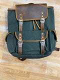 Brown Green Leather Unisex Bag pack 989378