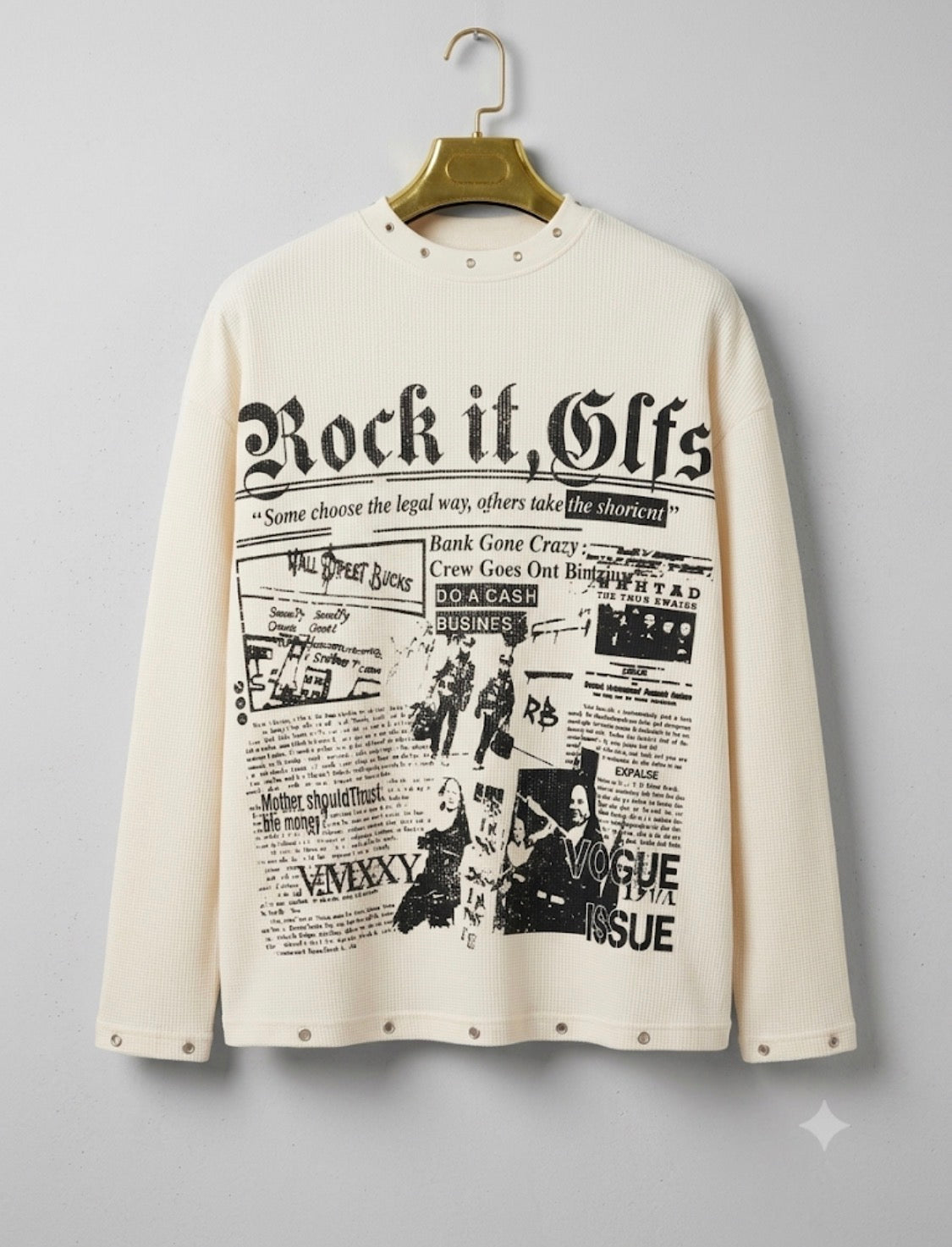 GLFS Cream Colour Rock it GLFS Print Imported Waffle Unisex TShirt 27037