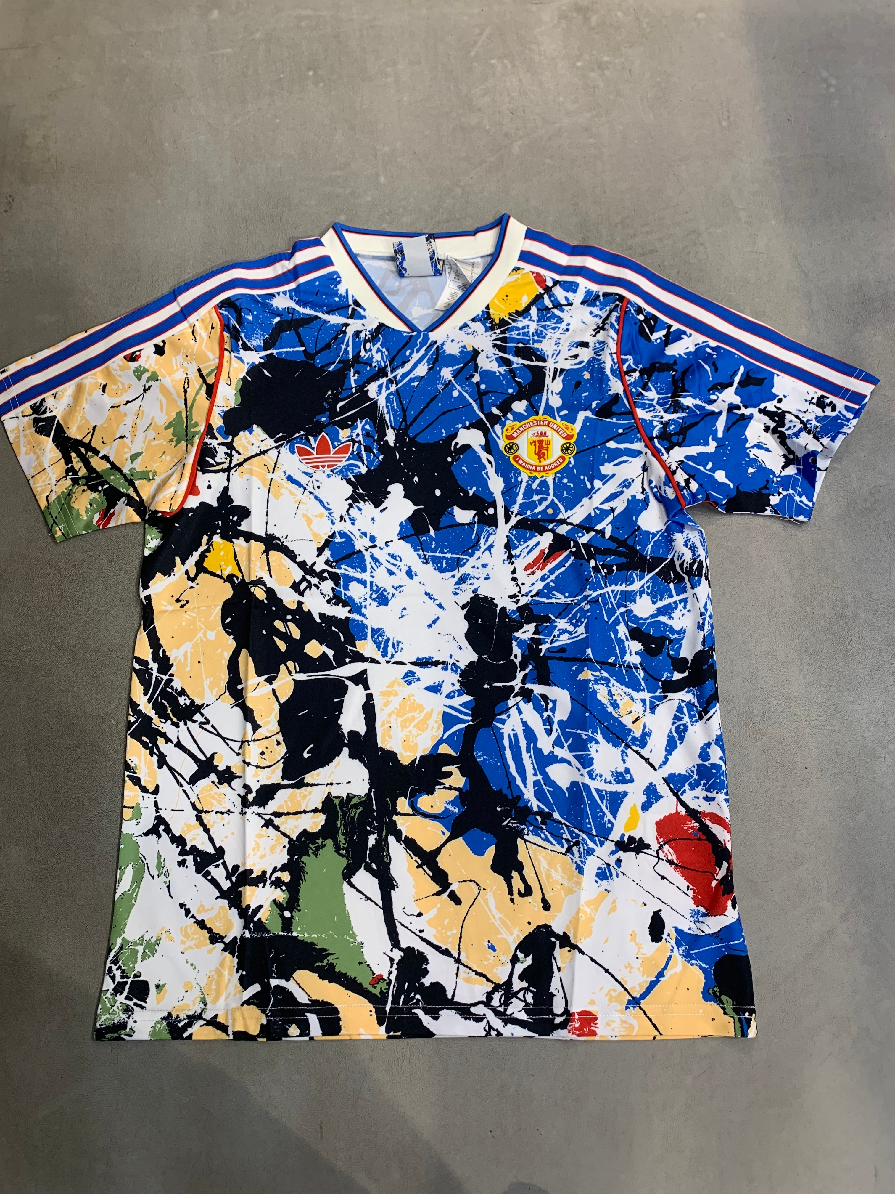 IDA ADI Manchester United Blue Black Yellow Colour V Neck Tshirt Jersey 990514
