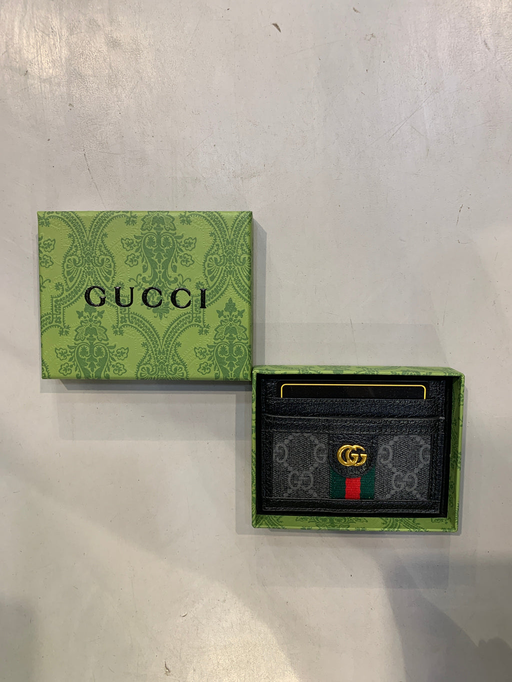 CUG GUC GG Print Italian Leather Imported Unisex Cardholder 990434