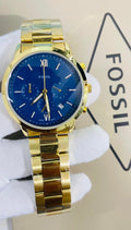 Sof Golden Chain Blue Golden Dial Chronograph Working Men Watch 990032